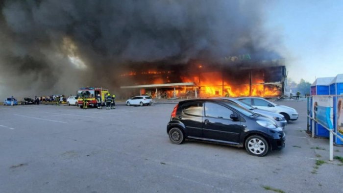 Video: Fire At Ukraine Mall After Russian Missile Hit, At Least 16 Killed