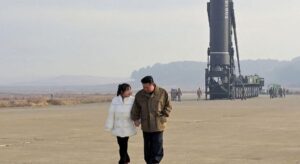 North Korea’s Kim Jong Un seen hand-in-hand with daughter in her 1st public appearance