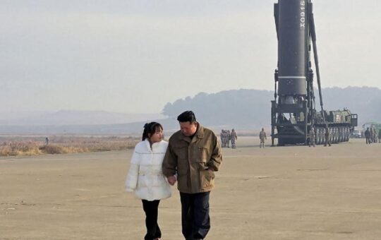 North Korea’s Kim Jong Un seen hand-in-hand with daughter in her 1st public appearance